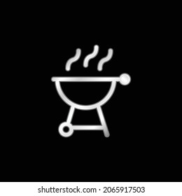 BBQ Grill silver plated metallic icon