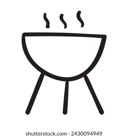 BBQ grill. Simple outline isolated icon. Vector graphic design on white background.