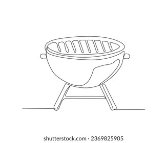 Diseño de vector de contorno simple de parrilla de barbacoa. Dibujo continuo de una línea de parrilla barbacoa. Trazo editable.