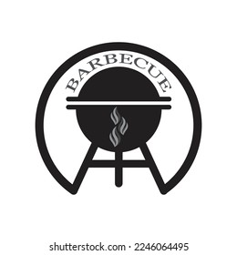 Icono simple y símbolo de parrilla de barbacoa con logotipo de humo o vapor ilustración vectorial