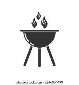 BBQ grill simple and symbol icon with smoke or steam logo vector illustration