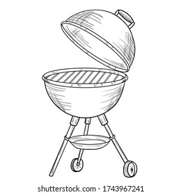 BBQ and grill sketch object isolated on white background. Hand drawn barbecue element 