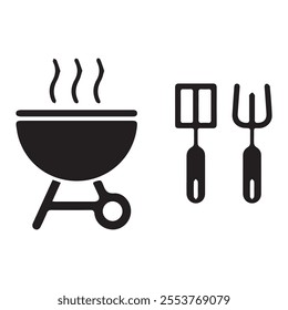 bbq grill stand vector. grilling spoon. simple. Eps 10