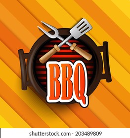 BBQ Grill sticer, Typographical Design 