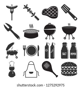 BBQ grill, grill stove icon set sign illustration