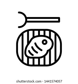 BBQ grill stove with meat ,Thin line icons ,Vector Illustration