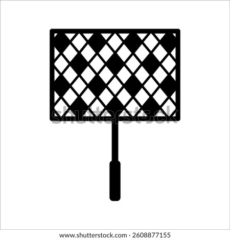 BBQ or grill tools icon. Crossed barbecue fork with spatula. Black simple silhouette. Symbol Template Logo. Vector illustration flat design. Isolated on white background.