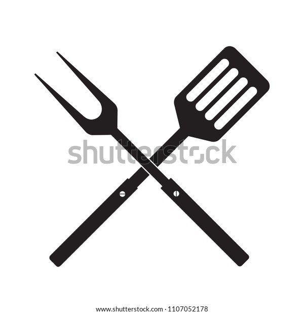 Bbq Grill Tools Icon Crossed Barbecue Stock Vector (Royalty Free ...