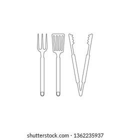 BBQ or grill tools. simple flat vector icon illustration. outline line symbol - editable stroke