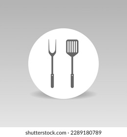 BBQ grill tools vector icon. Round sign