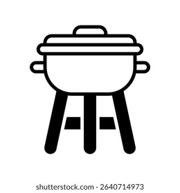BBQ Grill Vector for Camping and Outdoor Cooking. Portable grill illustration, campfire meal concept, nature picnic design