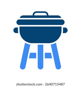 BBQ Grill Vector for Camping and Outdoor Cooking. Portable grill illustration, campfire meal concept, nature picnic design