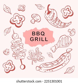 bbq grill vector hand drawn illustration in vector