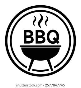 BBQ grill vector icon. Barbecue cooking symbol illustration. Black silhouette isolated on white background.