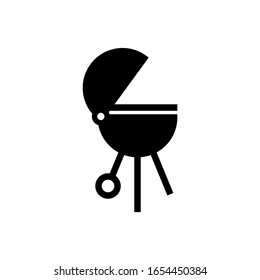 Icono de vector de parrilla en diseño plano sólido negro aislado en fondo blanco