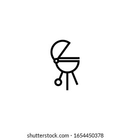 Bbq grill vector icon in linear, outline icon isolated on white background