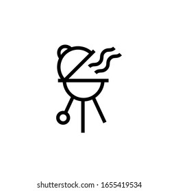 Bbq Grill Vector Icon In Linear, Outline Icon Isolated On White Background