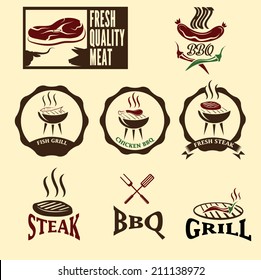 BBQ grill vector labels collection