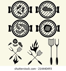 BBQ grill vector labels collection