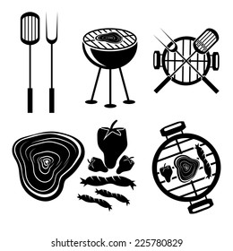 BBQ grill vector labels collection