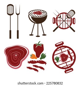 BBQ grill vector labels collection