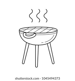 BBQ grill vector line icon isolated on white background. Kettle barbecue grill line icon for infographic, website or app.