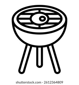 BBQ Grill Vector Line Icon Design