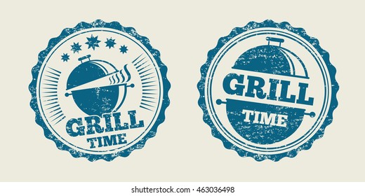 BBQ grill vintage seal stamp. Vector illustration