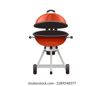 BBQ grill with wheels cooking equipment vector illustration isolated on white background