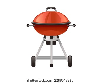 BBQ grill with wheels cooking equipment vector illustration isolated on white background