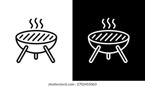 Diseño de conjunto de iconos de parrilla de barbacoa blanca
