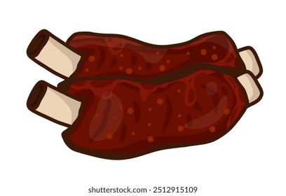 BBQ grilled ribs logo icon vector illustration.