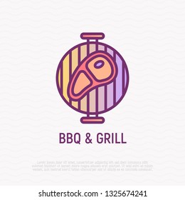 BBQ, grilled steak thin line icon. Modern vector illustration.