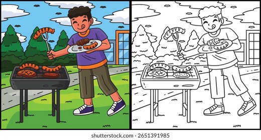 BBQ and Grilling Boy Putting Food on a Plate 