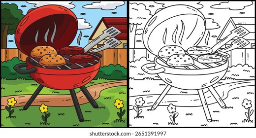 Queijo e grelhar Buns e Patties Ilustração 