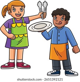 BBQ and Grilling Children Cartoon Colored Clipart 