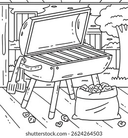 BBQ and Grilling and Coal Coloring Page for Kids 