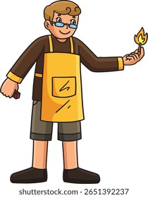 Churrasco e grelhar pai segurando o clipart de fogo 
