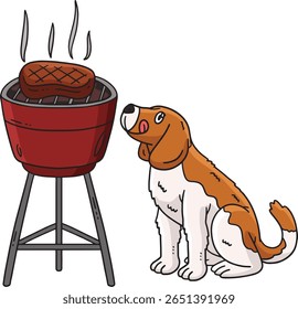 churrasco e grelhar cão esperando clipart de desenhos animados 