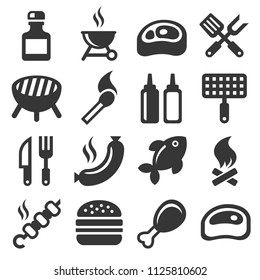 BBQ and Grilling Icons Set. Vector