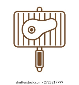 BBQ and grilling line icon isolated on transparent background. Grill rack for barbecuing meat, symbol of tasty food cooked over open fire. Perfect for party, camping, outdoor cooking, picnic and barbecue themes.