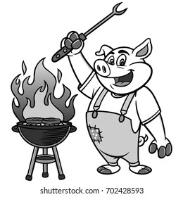 BBQ Grilling Pig Illustration