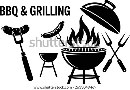 BBQ And Grilling Premium Silhouette Vector Elements. BBQ set