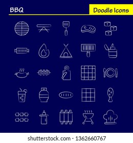 Bbq Hand Drawn Icon Pack For Designers And Developers. Icons Of Barbecue, Bbq, Food, Sausage, Glass, Drink, Bbq, Lemon, Vector