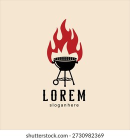 Bbq Hot Grill Fire Logo Design Vector Illustration