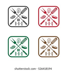 bbq house with different products vector design template