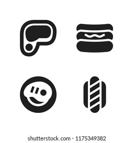 bbq icon. 4 bbq vector icons set. hot dog and steak icons for web and design about bbq theme