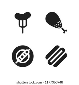 bbq icon. 4 bbq vector icons set. sausage, hot dog and chicken leg icons for web and design about bbq theme