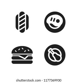 bbq icon. 4 bbq vector icons set. burger, steak and chicken icons for web and design about bbq theme