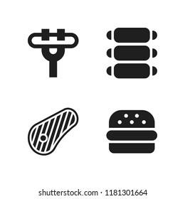 bbq icon. 4 bbq vector icons set. sausage, burger and ribs icons for web and design about bbq theme